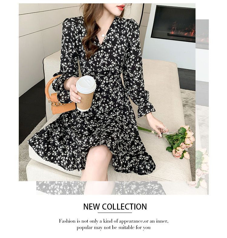 Chiffon V-Neck Midi Dress