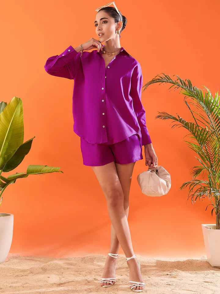 COTTON TWO-PIECE SHORTS AND SHIRT SET