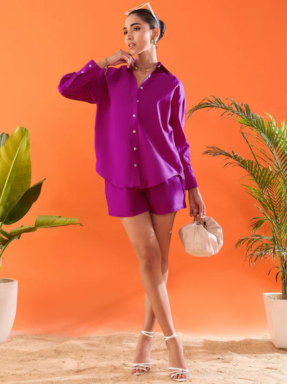 COTTON TWO-PIECE SHORTS AND SHIRT SET