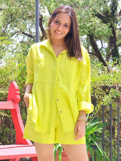 Lime Green Cotton Flex Co-Ord Set