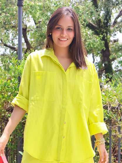 Lime Green Cotton Flex Co-Ord Set